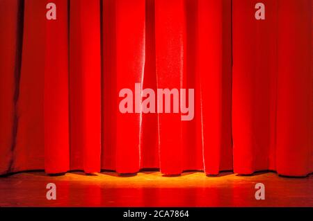 Red theater curtain Stock Photo