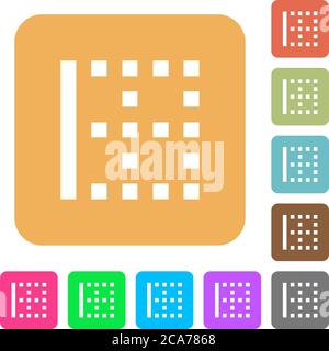 Left border flat icons on rounded square vivid color backgrounds. Stock Vector