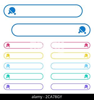 Table tennis icons in rounded color menu buttons. Left and right side icon variations. Stock Vector