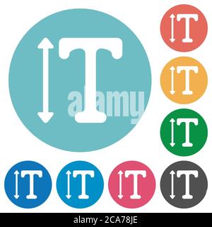 Adjust font height flat white icons on round color backgrounds Stock Vector