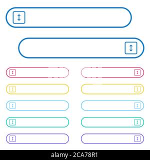 Adjust object height icons in rounded color menu buttons. Left and right side icon variations. Stock Vector