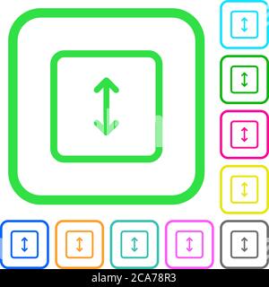 Adjust object height vivid colored flat icons in curved borders on white background Stock Vector