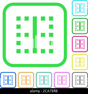 Vertical border vivid colored flat icons in curved borders on white background Stock Vector