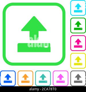 Open vivid colored flat icons in curved borders on white background Stock Vector