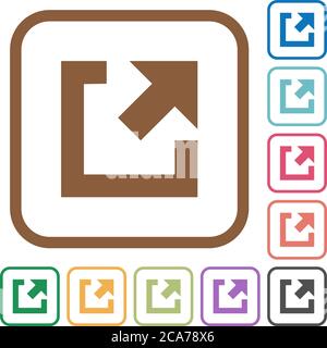 External link simple icons in color rounded square frames on white background Stock Vector