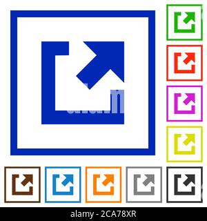 External link flat color icons in square frames on white background Stock Vector