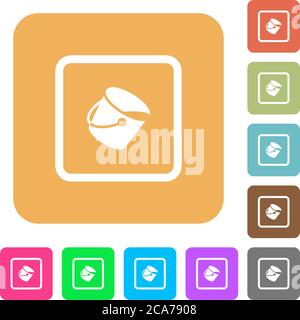 Fill object flat icons on rounded square vivid color backgrounds. Stock Vector