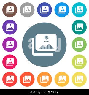 Download multiple images flat white icons on round color backgrounds. 6 ...