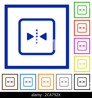 Mirror object around vertical axis flat color icons in square frames on white background Stock Vector