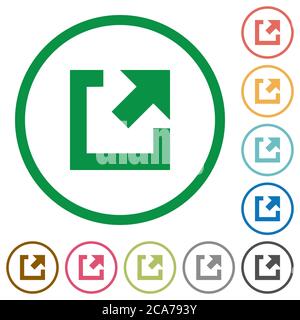 External link flat color icons in round outlines on white background Stock Vector