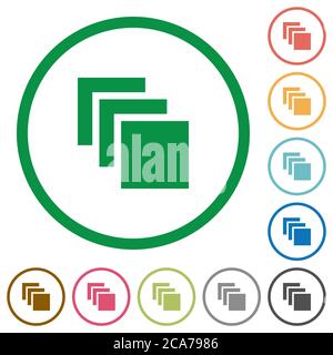 Multiple canvases flat color icons in round outlines on white background Stock Vector