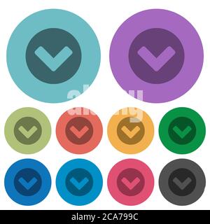 Chevron down darker flat icons on color round background Stock Vector