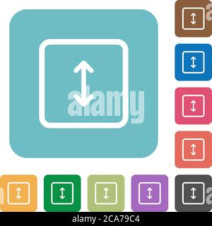 Adjust object height white flat icons on color rounded square backgrounds Stock Vector