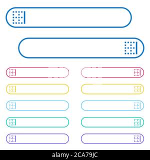 Right border icons in rounded color menu buttons. Left and right side icon variations. Stock Vector