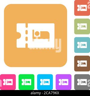accommodation discount coupon flat icons on rounded square vivid color backgrounds. Stock Vector