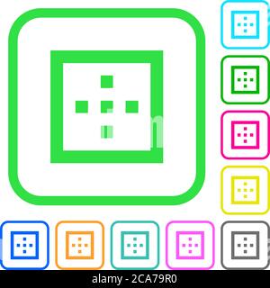 Outer borders vivid colored flat icons in curved borders on white background Stock Vector