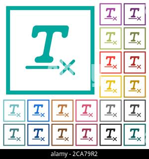 Clear text format flat color icons with quadrant frames on white background Stock Vector