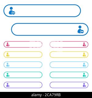 Remove user account icons in rounded color menu buttons. Left and right side icon variations. Stock Vector
