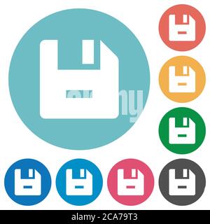 Remove file flat white icons on round color backgrounds Stock Vector