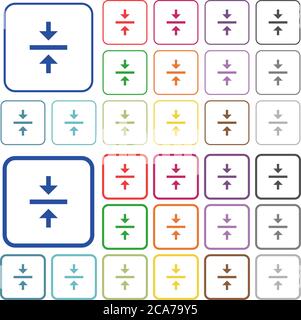 Vertical align center color flat icons in rounded square frames. Thin and thick versions included. Stock Vector