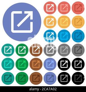 Launch application multi colored flat icons on round backgrounds. Included white, light and dark icon variations for hover and active status effects, Stock Vector