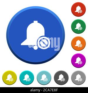 Disable reminder round color beveled buttons with smooth surfaces and flat white icons Stock Vector