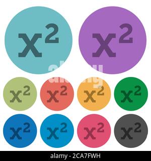 Math exponentiation darker flat icons on color round background Stock Vector