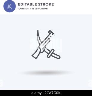 Weapons icon vector, filled flat sign, solid pictogram isolated on white, logo illustration. Weapons icon for presentation. Stock Vector