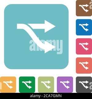 Fork white flat icons on color rounded square backgrounds Stock Vector