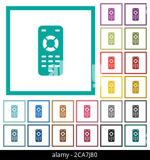 Remote control flat color icons with quadrant frames on white background Stock Vector