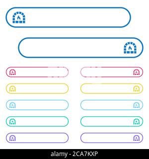 Stone oven icons in rounded color menu buttons. Left and right side icon variations. Stock Vector