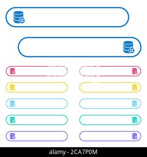 Database modules icons in rounded color menu buttons. Left and right side icon variations. Stock Vector