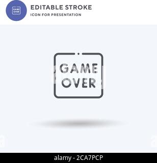 Game Over icon vector, filled flat sign, solid pictogram isolated on white, logo illustration. Game Over icon for presentation. Stock Vector