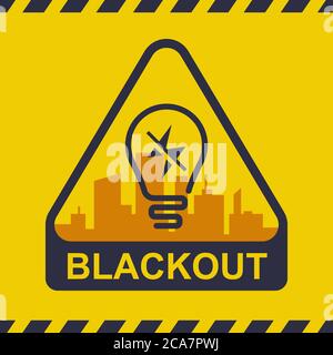 blackout icon on a city background. power outage. flat vector illustration. Stock Vector