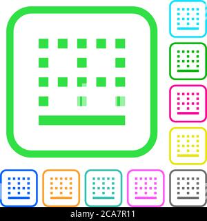 Bottom border vivid colored flat icons in curved borders on white background Stock Vector