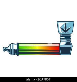 smoking pipe for marijuana. Flat vector illustration isolated on white background. Stock Vector