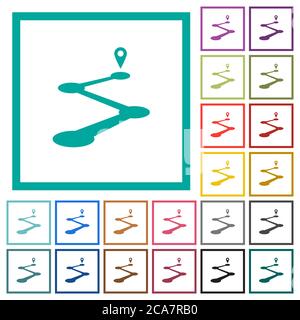 Roadmap flat color icons with quadrant frames on white background Stock Vector
