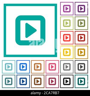 Toggle right flat color icons with quadrant frames on white background Stock Vector