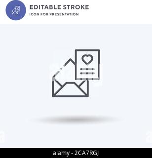 Love Letter icon vector, filled flat sign, solid pictogram isolated on white, logo illustration. Love Letter icon for presentation. Stock Vector