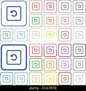 Rotate object left color flat icons in rounded square frames. Thin and thick versions included. Stock Vector