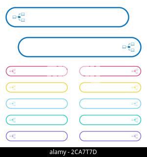Network file system icons in rounded color menu buttons. Left and right side icon variations. Stock Vector
