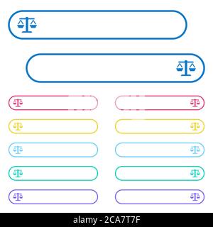 Weight balance icons in rounded color menu buttons. Left and right side icon variations. Stock Vector