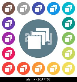 Multiple canvases flat white icons on round color backgrounds. 17 background color variations are included. Stock Vector