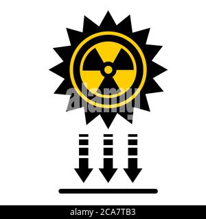 solar radiation icon. Direct rays fall to the ground. flat vector illustration. Stock Vector