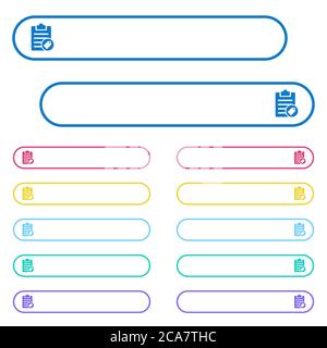 Note tagging icons in rounded color menu buttons. Left and right side icon variations. Stock Vector