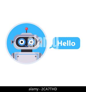Chat bot started a conversation. Assistant for all issues. flat character vector illustration Stock Vector