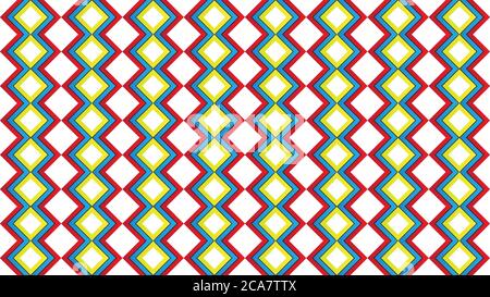 Colorful Layered Square Shape Vector Illustration. Abstract Seamless Pattern Design Template. White Yellow Red Blue Color Theme.  Simple and Clean. Stock Vector