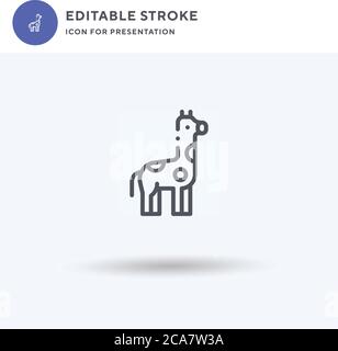 Giraffe icon vector, filled flat sign, solid pictogram isolated on white, logo illustration. Giraffe icon for presentation. Stock Vector