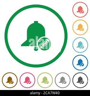 Edit reminder flat color icons in round outlines on white background Stock Vector