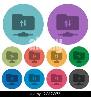 FTP data traffic darker flat icons on color round background Stock Vector